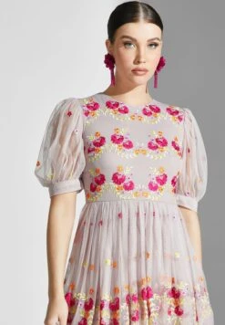 Floral Mesh Detail Ruffle Dress -Silk Bloom Dresses Store 3 zoom desktop 1977