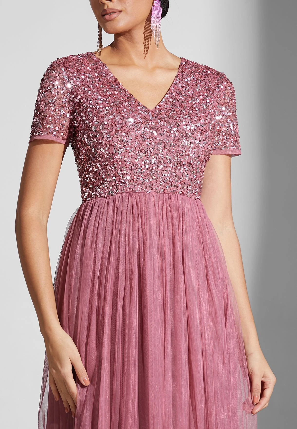 Sequin Detail Pleated Dress 3 Sequin Detail Pleated Dress - Image 3