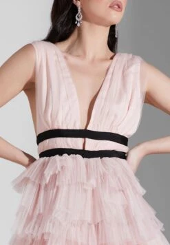 Plunge Neck Pleated Dress -Silk Bloom Dresses Store 3 zoom desktop 1986