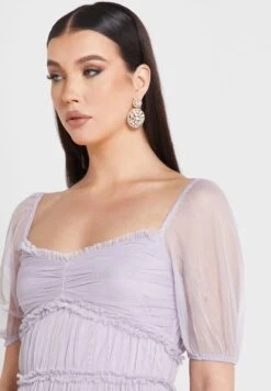 Square Neck Puff Sleeve Dress -Silk Bloom Dresses Store 3 zoom desktop 2008