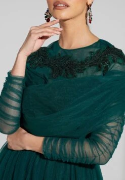 Embellished Pleated Dress With Ruching On Sleeve 7 Embellished Pleated Dress With Ruching On Sleeve -Silk Bloom Dresses Store 3 zoom desktop 2010