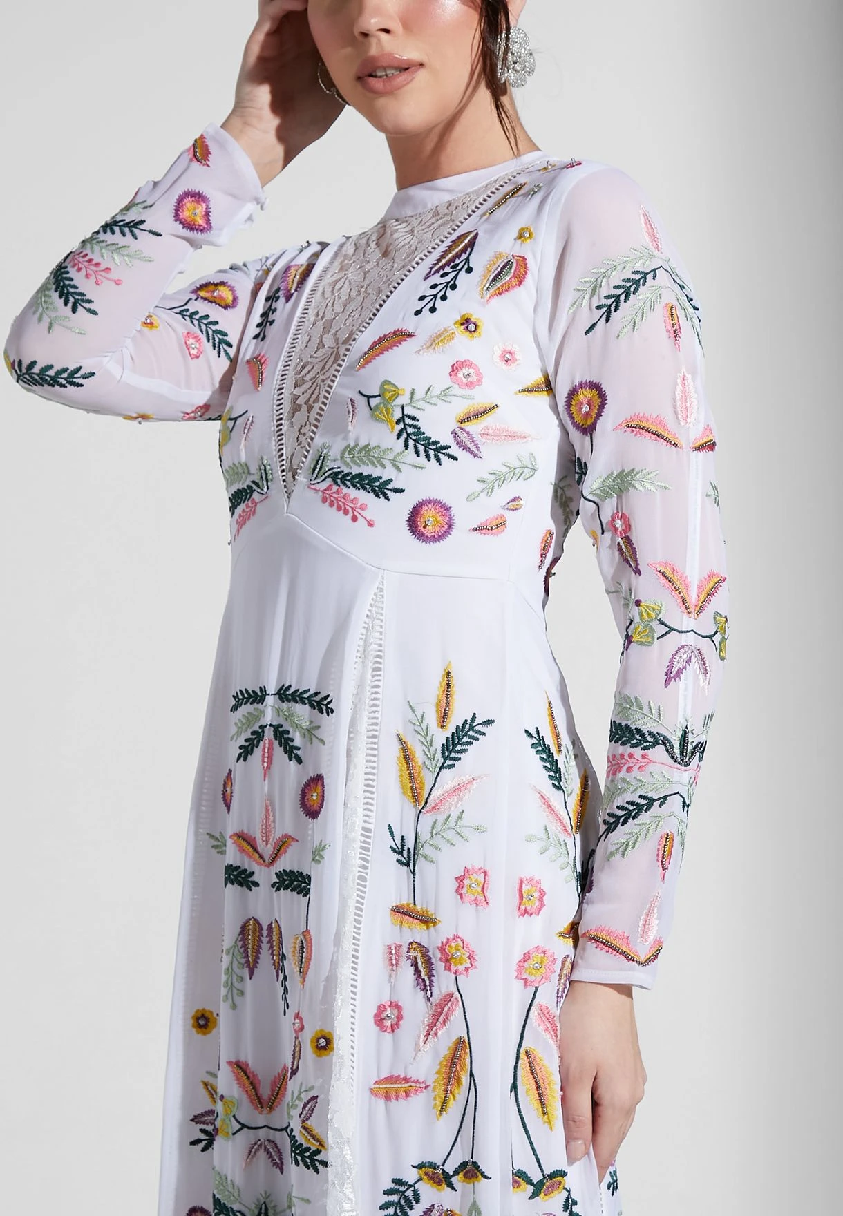 Embroidered Plunge Maxi Dress 3 Embroidered Plunge Maxi Dress - Image 3