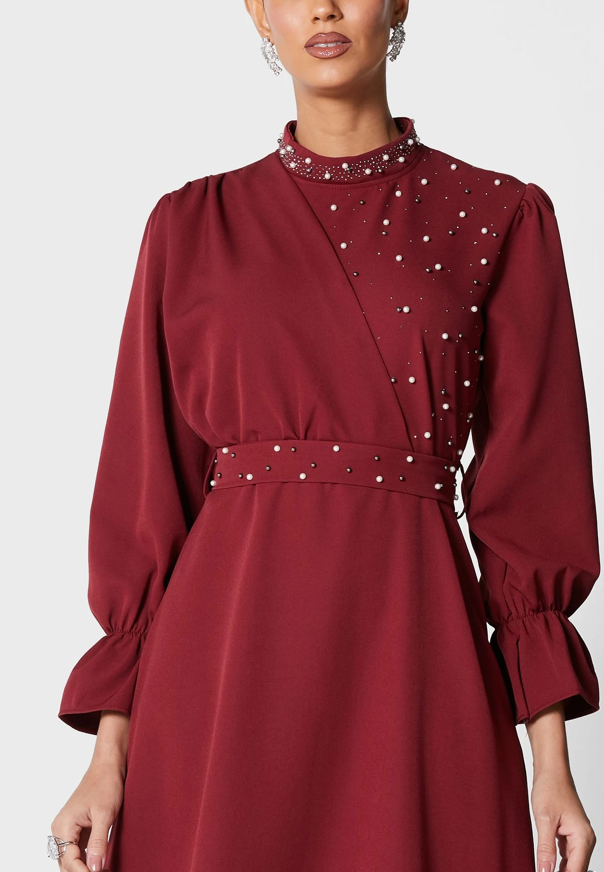 High Neck Dress With Embellishment 3 High Neck Dress With Embellishment - Image 3