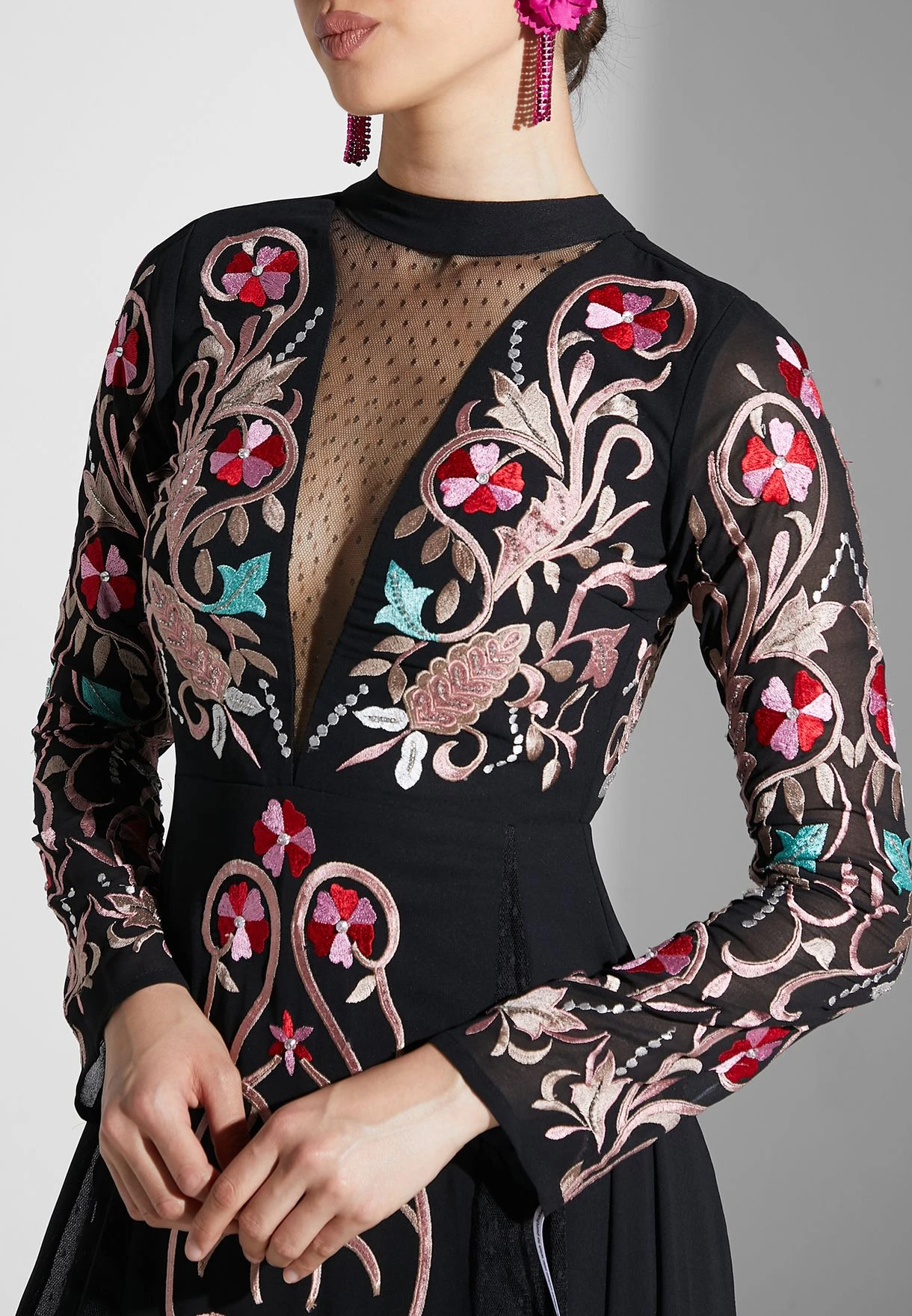 Mesh Detail Printed Dress 3 Mesh Detail Printed Dress - Image 3