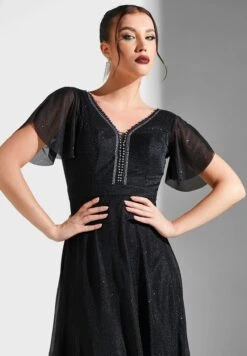 Embellished Neck A-Line Dress -Silk Bloom Dresses Store 3 zoom desktop 2045