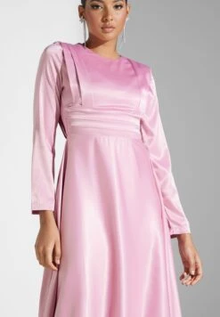 Ruched Detail Satin Dress -Silk Bloom Dresses Store 3 zoom desktop 2047