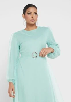 Puff Sleeve Belted Dress -Silk Bloom Dresses Store 3 zoom desktop 2051