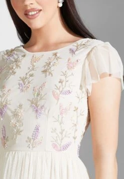 Embellished Ruffle Sleeve Plisse Dress -Silk Bloom Dresses Store 3 zoom desktop 2054