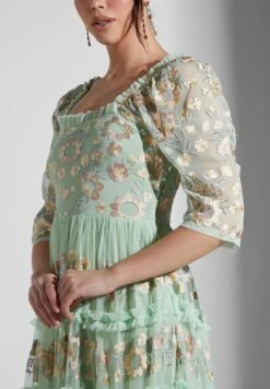 Square Neck Mesh Detail Dress -Silk Bloom Dresses Store 3 zoom desktop 2057