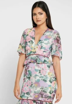Ruffle Hem Printed Dress -Silk Bloom Dresses Store 3 zoom desktop 2061
