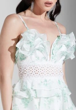 Plunge Neck Tiered Dress -Silk Bloom Dresses Store 3 zoom desktop 2080