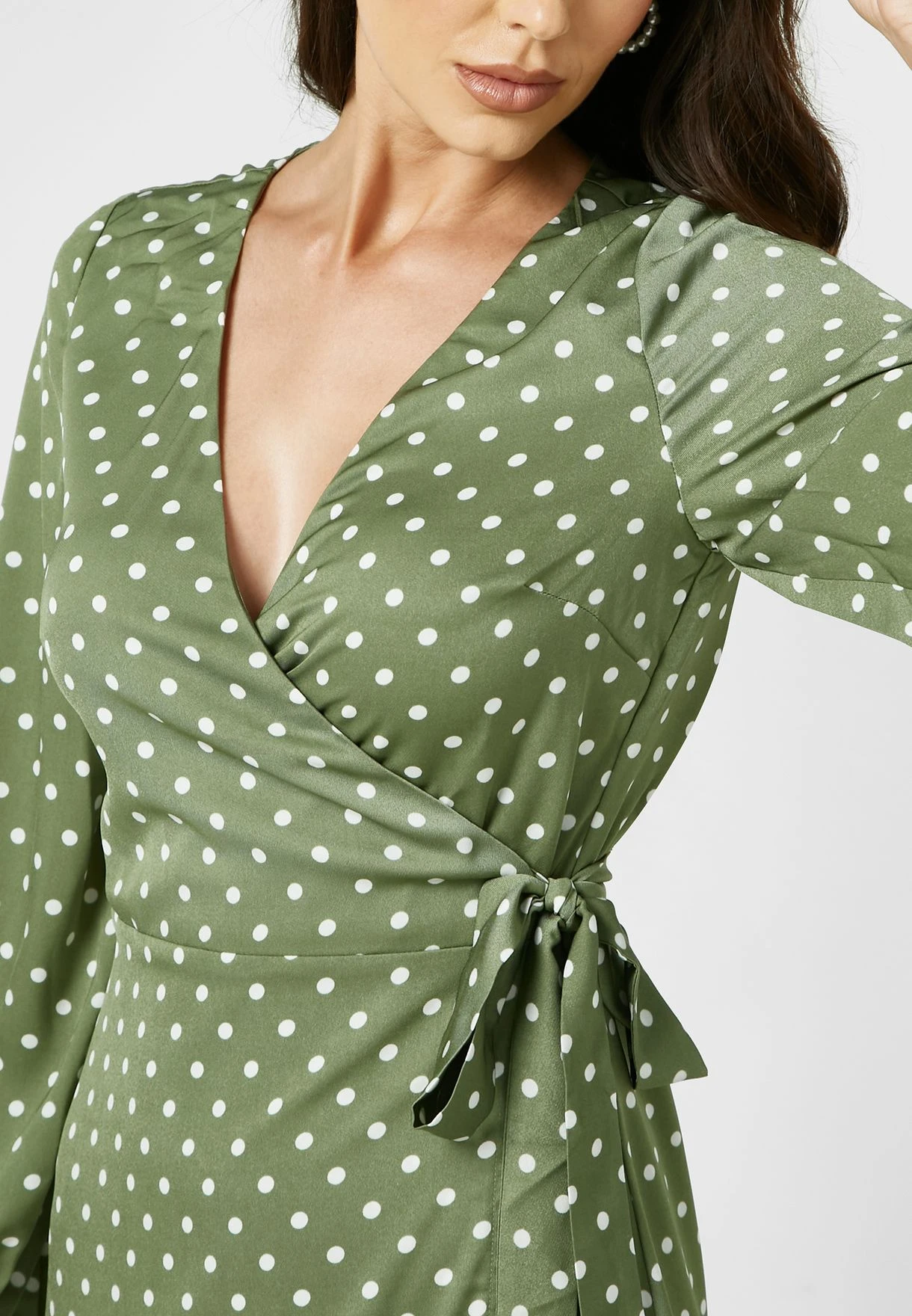 Little Mistress Khaki Spot Wrap Maxi By Vogue Williams 3 Little Mistress Khaki Spot Wrap Maxi By Vogue Williams - Image 3