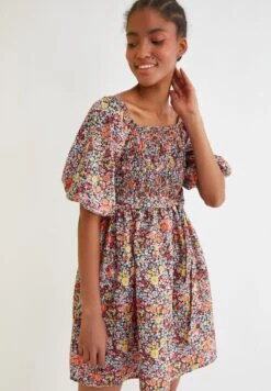 Trendyol Balloon Sleeve Shirred Printed Dress 7 Trendyol Balloon Sleeve Shirred Printed Dress -Silk Bloom Dresses Store 3 zoom desktop 210