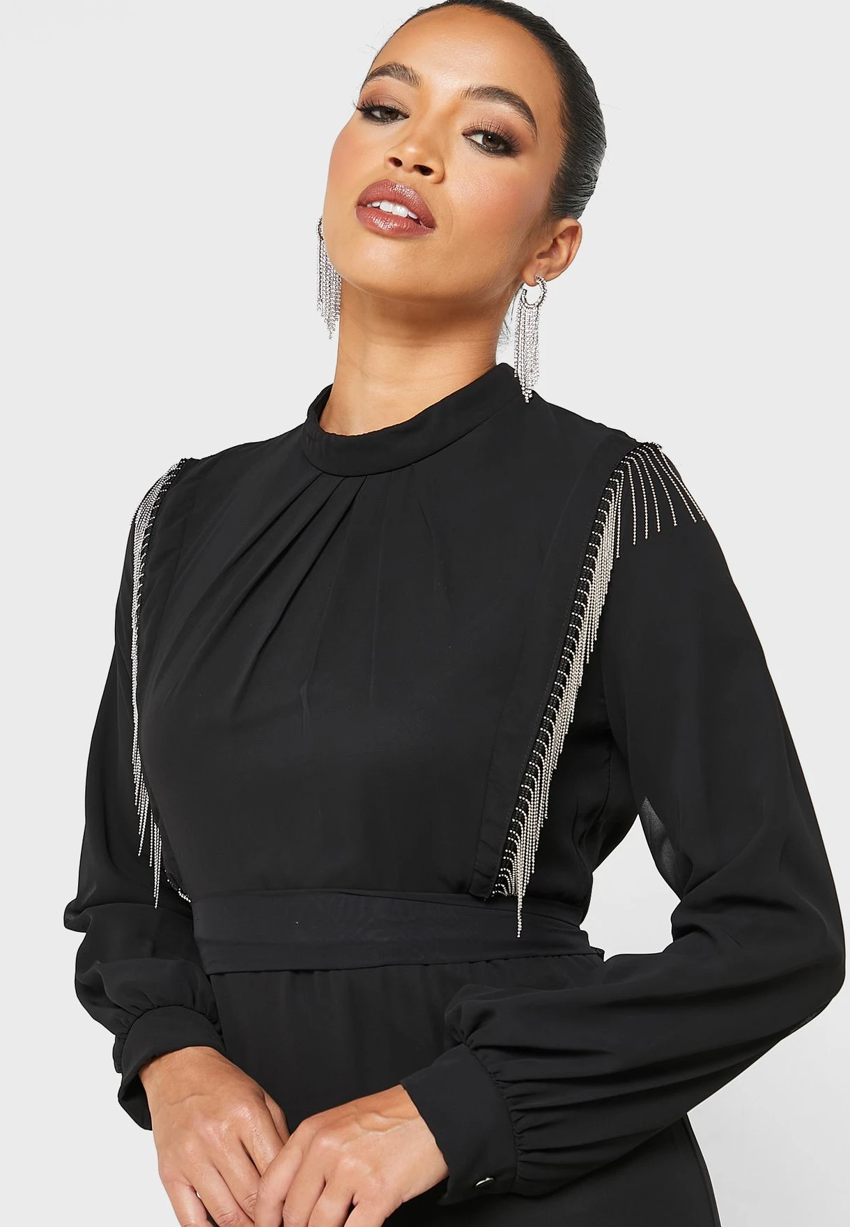 Embellished Trim Belted Dress 3 Embellished Trim Belted Dress - Image 3