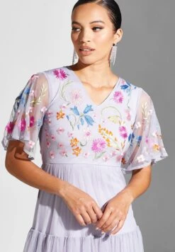 Embroidered Bodice Ruffle Detail Dress -Silk Bloom Dresses Store 3 zoom desktop 2109