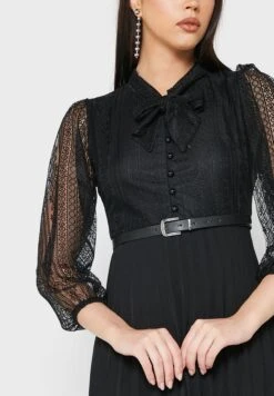 Mesh Sleeve Pleated Dress -Silk Bloom Dresses Store 3 zoom desktop 2114