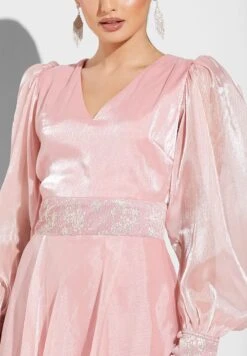 Puff Sleeve Pleated Dress -Silk Bloom Dresses Store 3 zoom desktop 2115