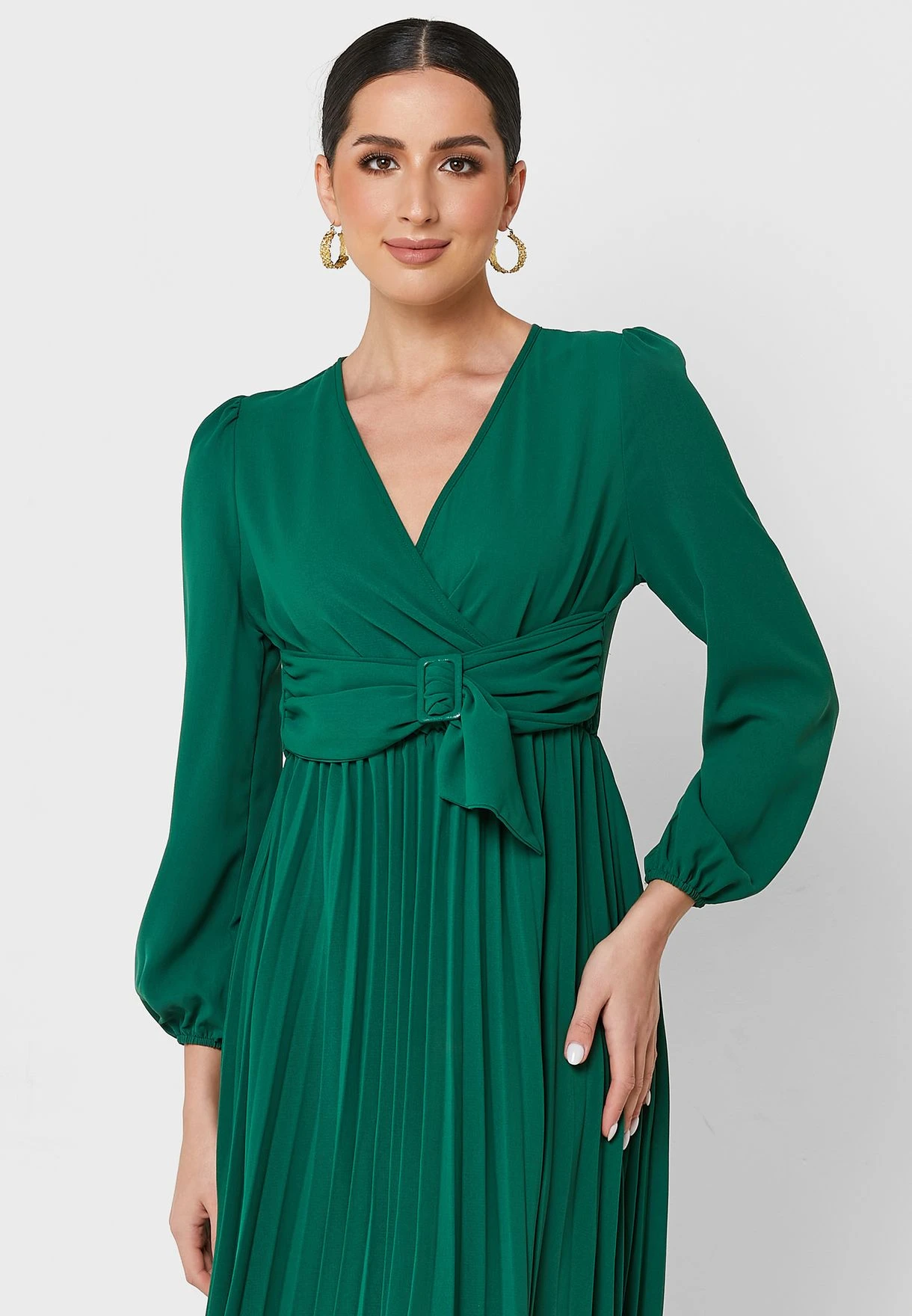 Surplice Neck Pleated Dress 3 Surplice Neck Pleated Dress - Image 3