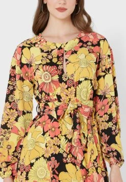 JACQUELINE DE YONG Tie Detail Floral Print Dress -Silk Bloom Dresses Store 3 zoom desktop 218