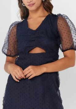 V-Neck Cut Out Puff Sleeve Dress -Silk Bloom Dresses Store 3 zoom desktop 22