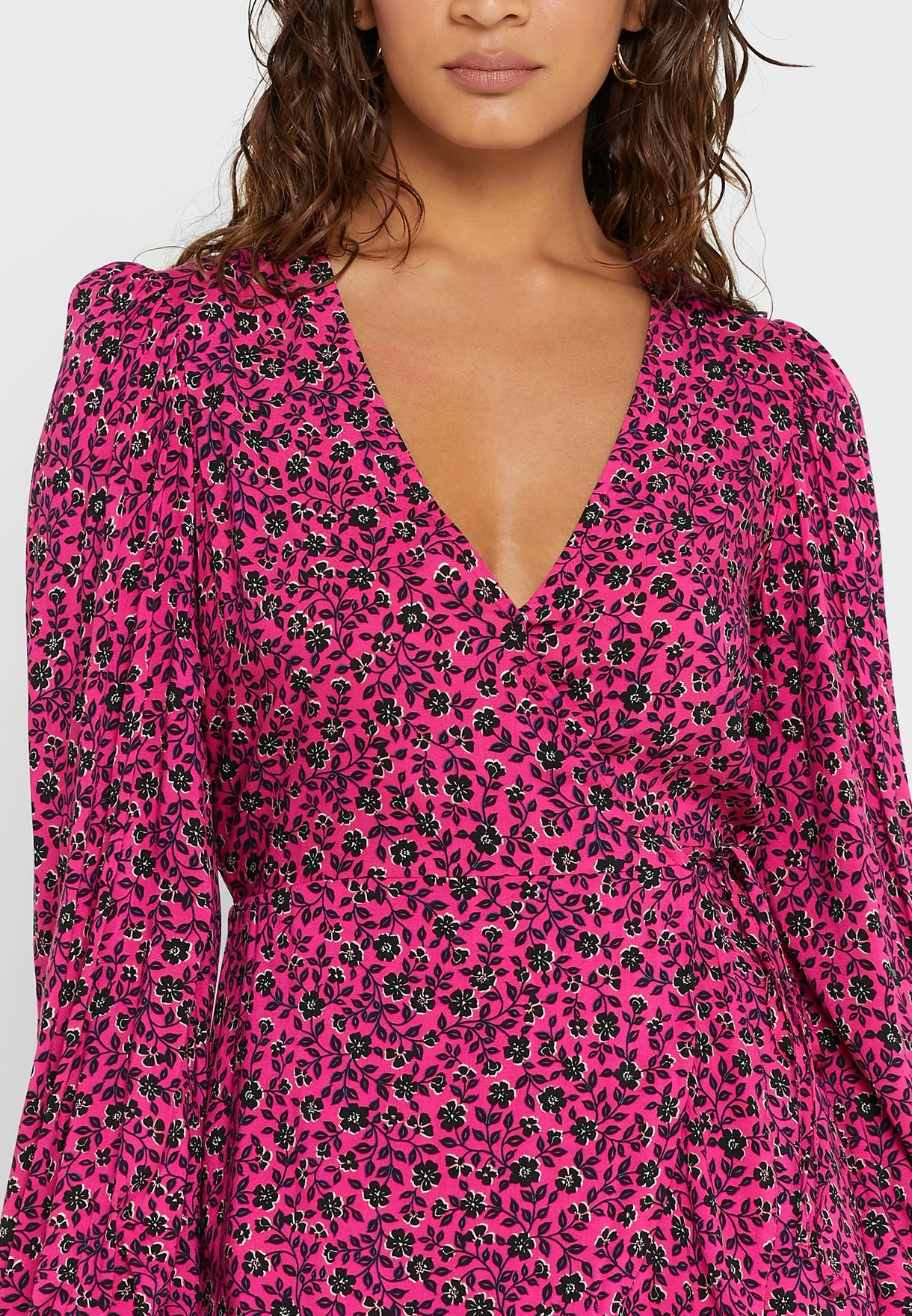 New Look Printed Balloon Sleeve Wrap Dress 3 New Look Printed Balloon Sleeve Wrap Dress - Image 3