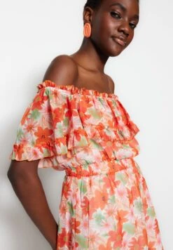 Trendyol Bardot Floral Print Dress -Silk Bloom Dresses Store 3 zoom desktop 229