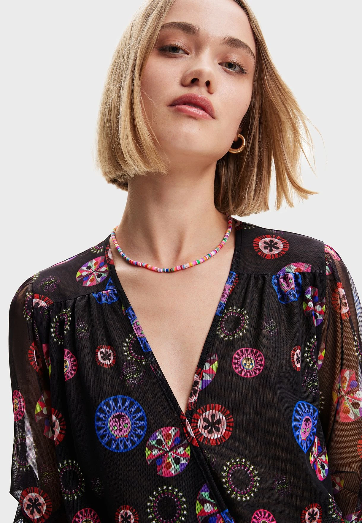 Desigual Puff Sleeve Printed Ruched Waist Dress 3 Desigual Puff Sleeve Printed Ruched Waist Dress - Image 3
