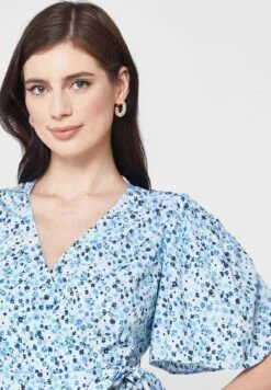 Vero Moda Floral Printed Ruffle Detail Wrap Dress -Silk Bloom Dresses Store 3 zoom desktop 244