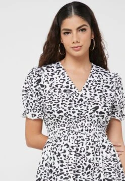 Ruffle Detail Printed Dress -Silk Bloom Dresses Store 3 zoom desktop 259