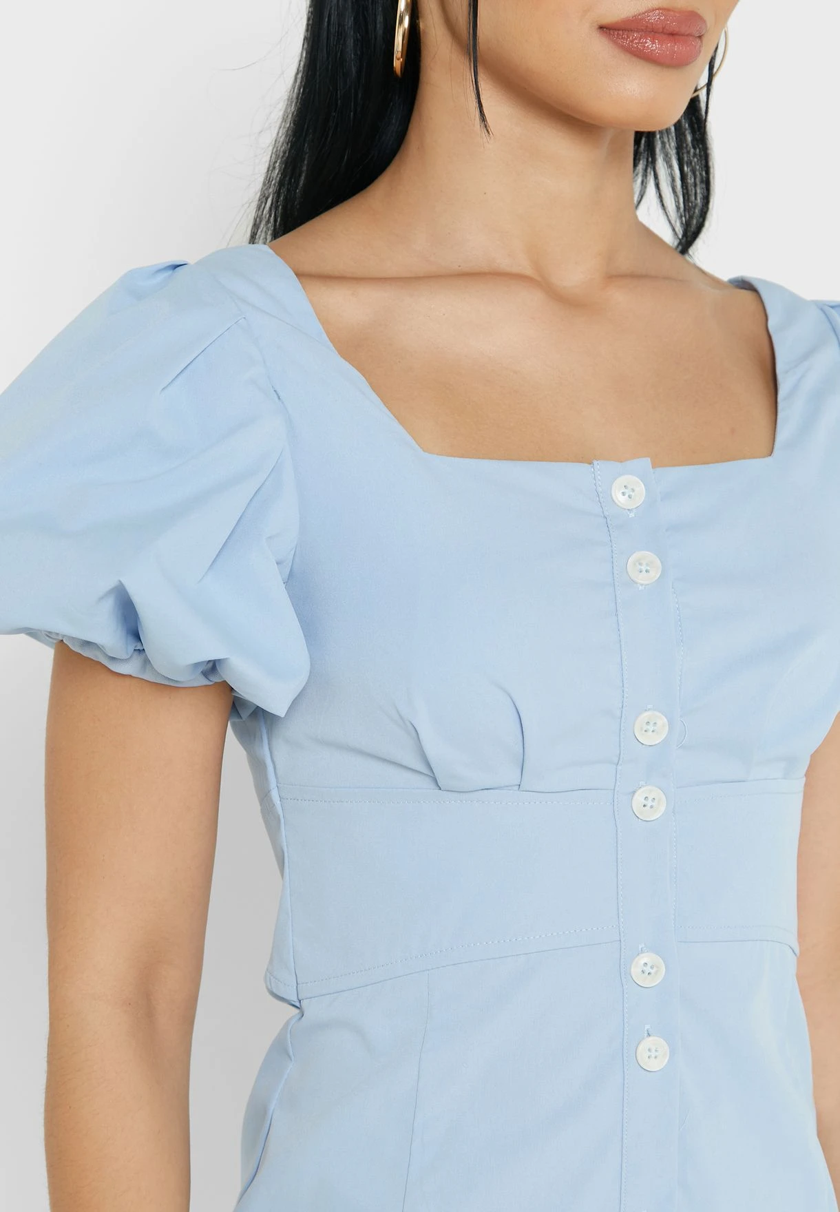 Puff Sleeve Button Down Dress 3 Puff Sleeve Button Down Dress - Image 3