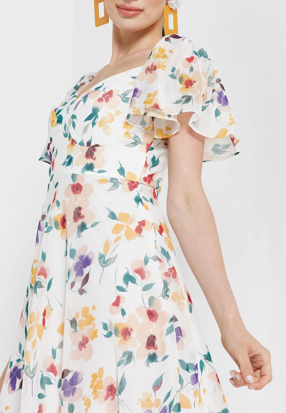Flared Sleeve Floral Tiered Dress 3 Flared Sleeve Floral Tiered Dress - Image 3