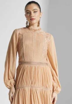 Balloon Sleeves Pleated Dress -Silk Bloom Dresses Store 3 zoom desktop 298