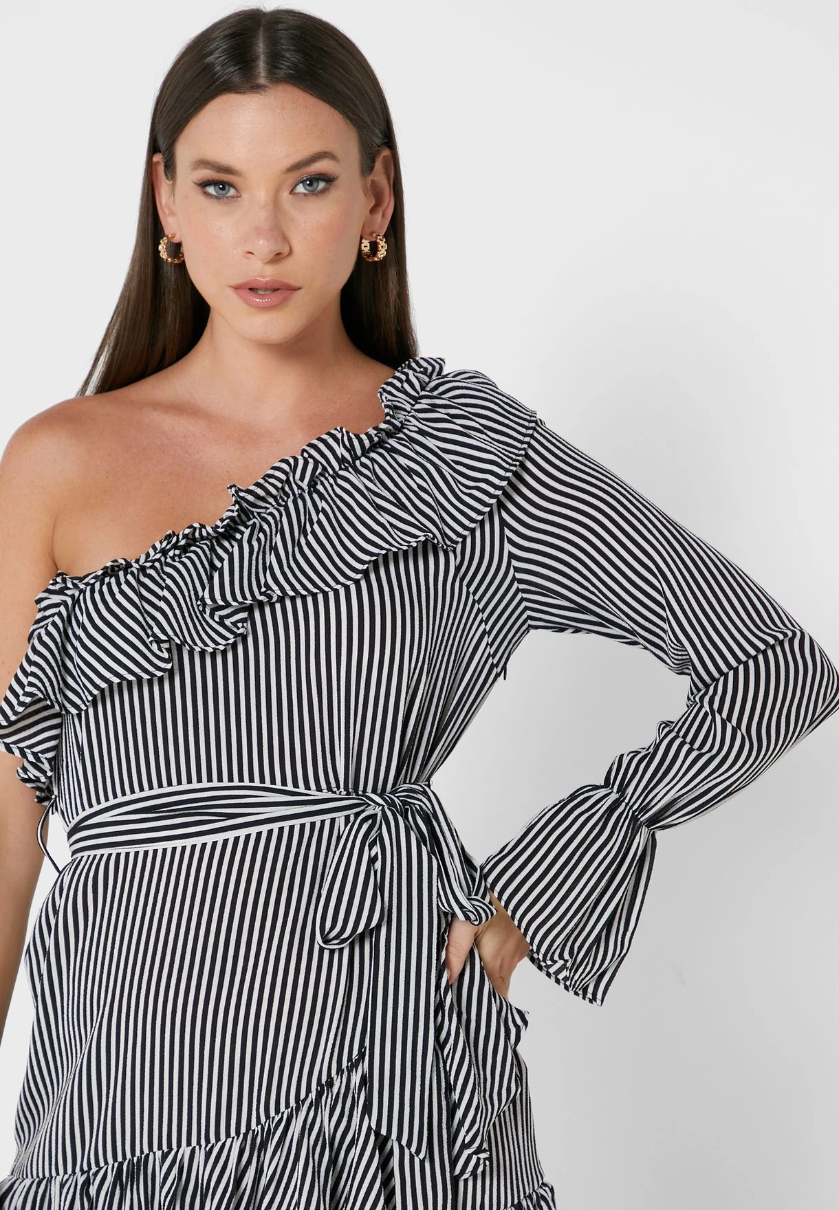 One Shoulder Ruffle Detail Dress 3 One Shoulder Ruffle Detail Dress - Image 3