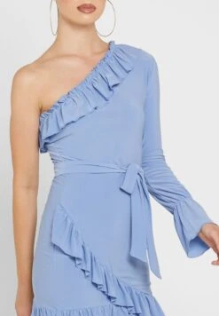 One Shoulder Ruffle Detail Dress -Silk Bloom Dresses Store 3 zoom desktop 301