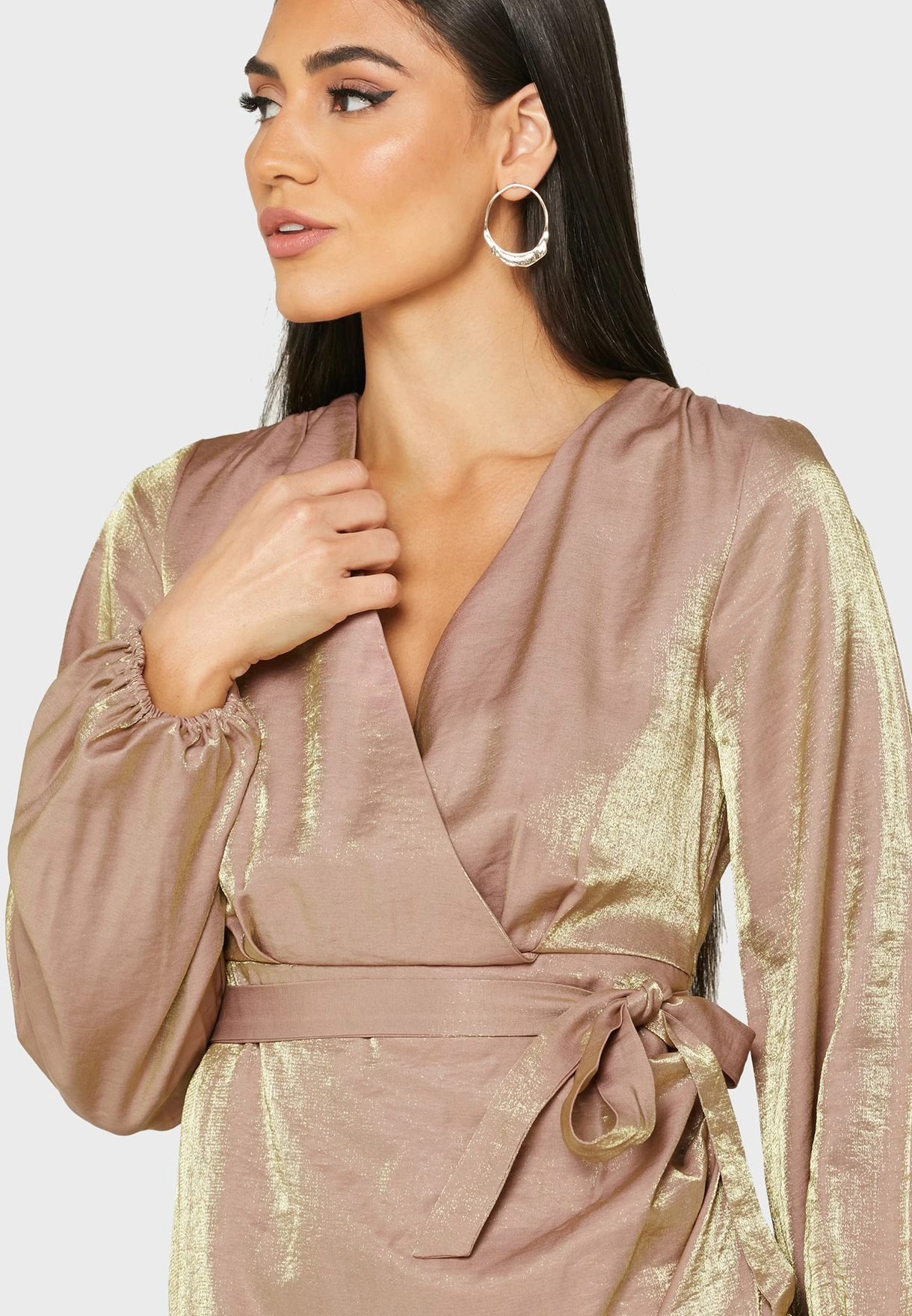 Noisy May Balloon Sleeves Wrap Dress 3 Noisy May Balloon Sleeves Wrap Dress - Image 3