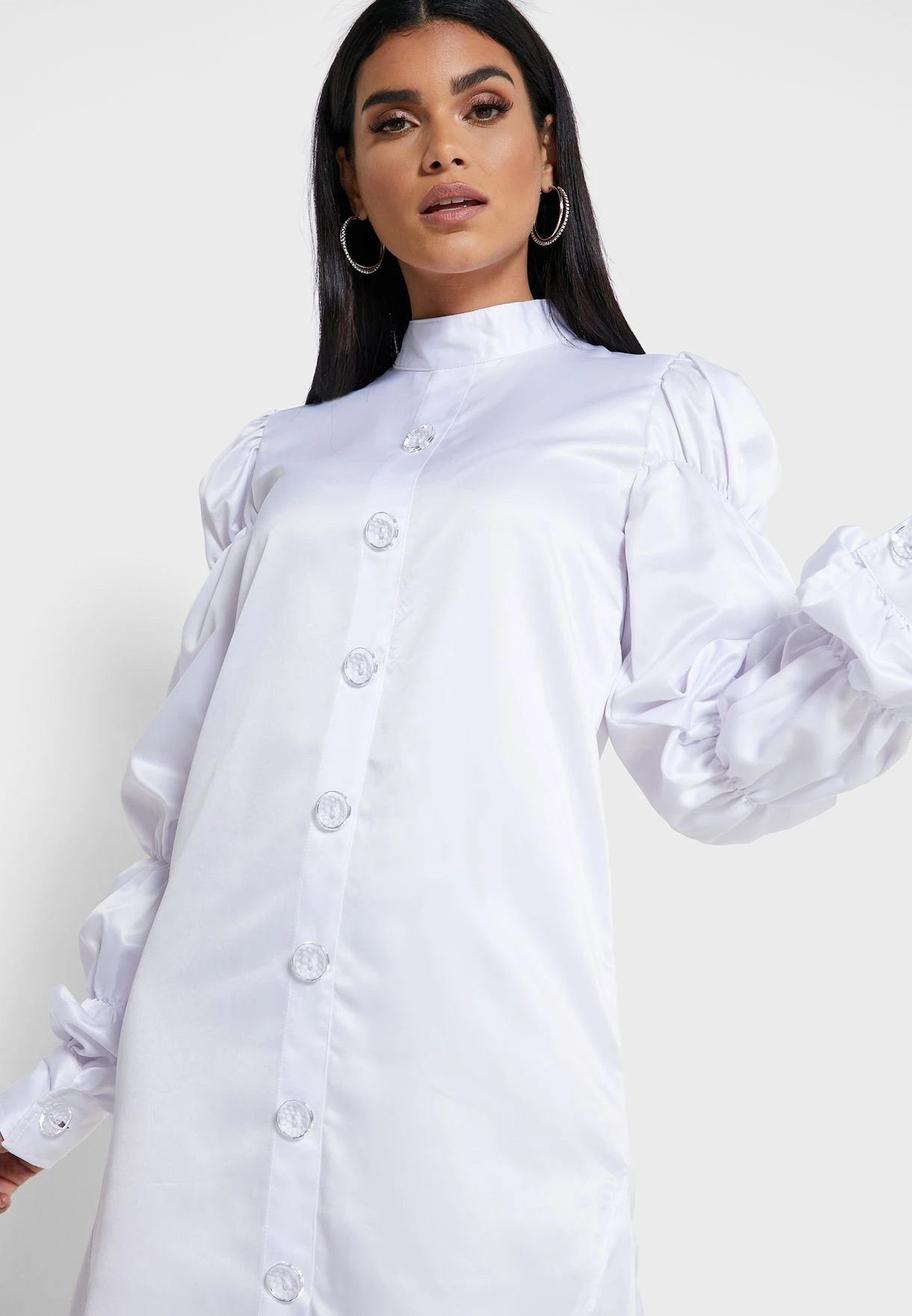 Ruched Sleeve Shirt Dress 3 Ruched Sleeve Shirt Dress - Image 3