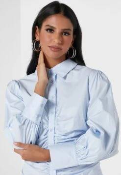 Balloon Sleeves Ruched Dress -Silk Bloom Dresses Store 3 zoom desktop 329