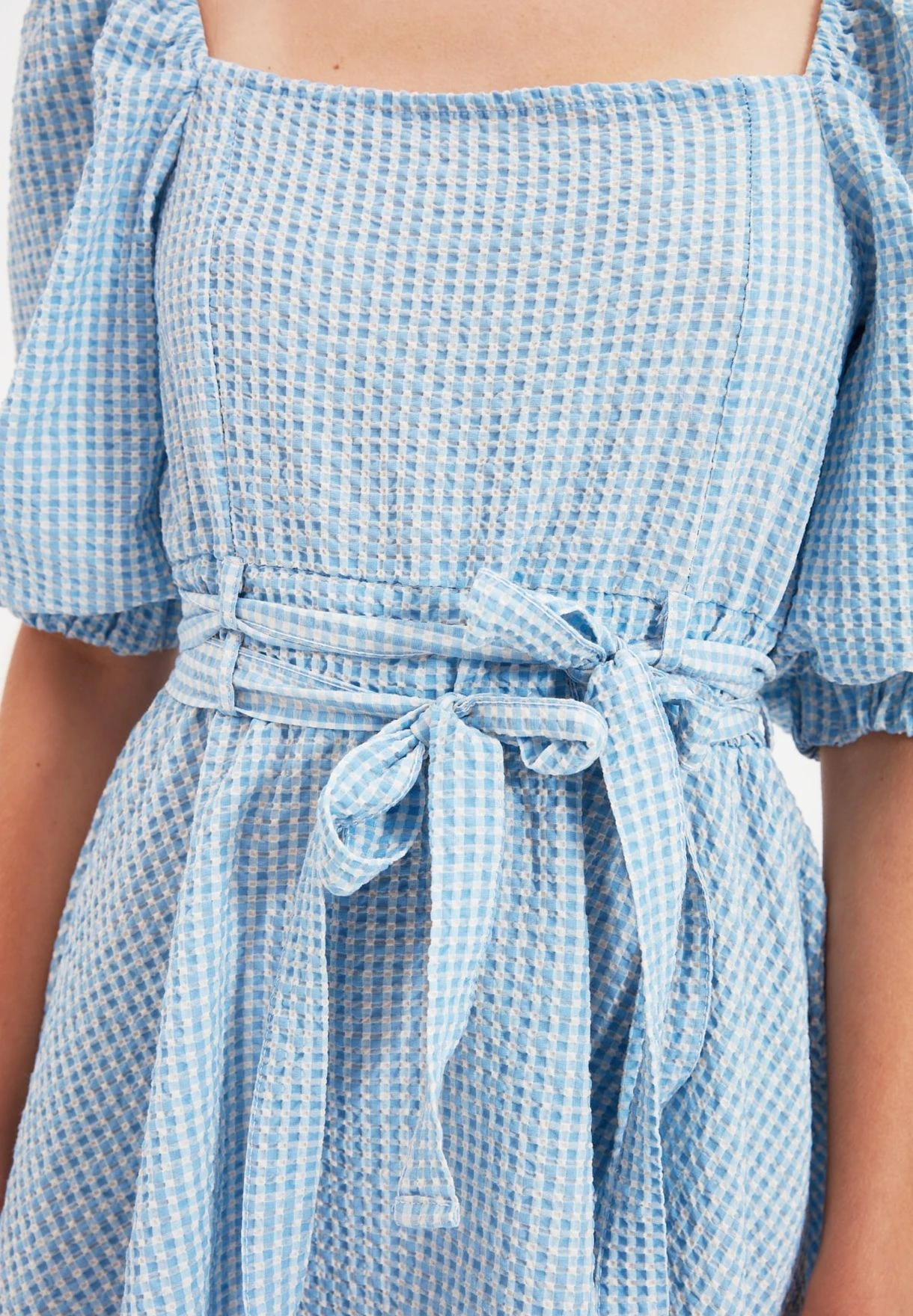 Trendyol Balloon Sleeve Checked Dress 3 Trendyol Balloon Sleeve Checked Dress - Image 3