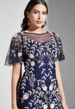 Adrianna Papell Embroidered Mesh Detail Dress -Silk Bloom Dresses Store 3 zoom desktop 363