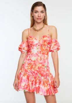Trendyol Strappy Floral Print Ruffle Hem Dress -Silk Bloom Dresses Store 3 zoom desktop 364