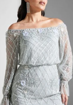 Adrianna Papell Bardot Embroidered Dress -Silk Bloom Dresses Store 3 zoom desktop 370