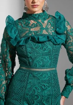 Ruffle Sleeve Lace Detail Dress -Silk Bloom Dresses Store 3 zoom desktop 375