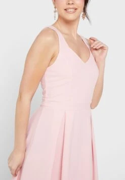 Diamond Neck Pleat Detail Dress -Silk Bloom Dresses Store 3 zoom desktop 395