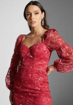 Sweetheart Neck Puff Sleeve Dress -Silk Bloom Dresses Store 3 zoom desktop 400