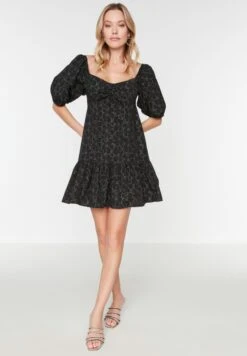 Trendyol Balloon Sleeve Printed Ruffle Hem Dress -Silk Bloom Dresses Store 3 zoom desktop 404