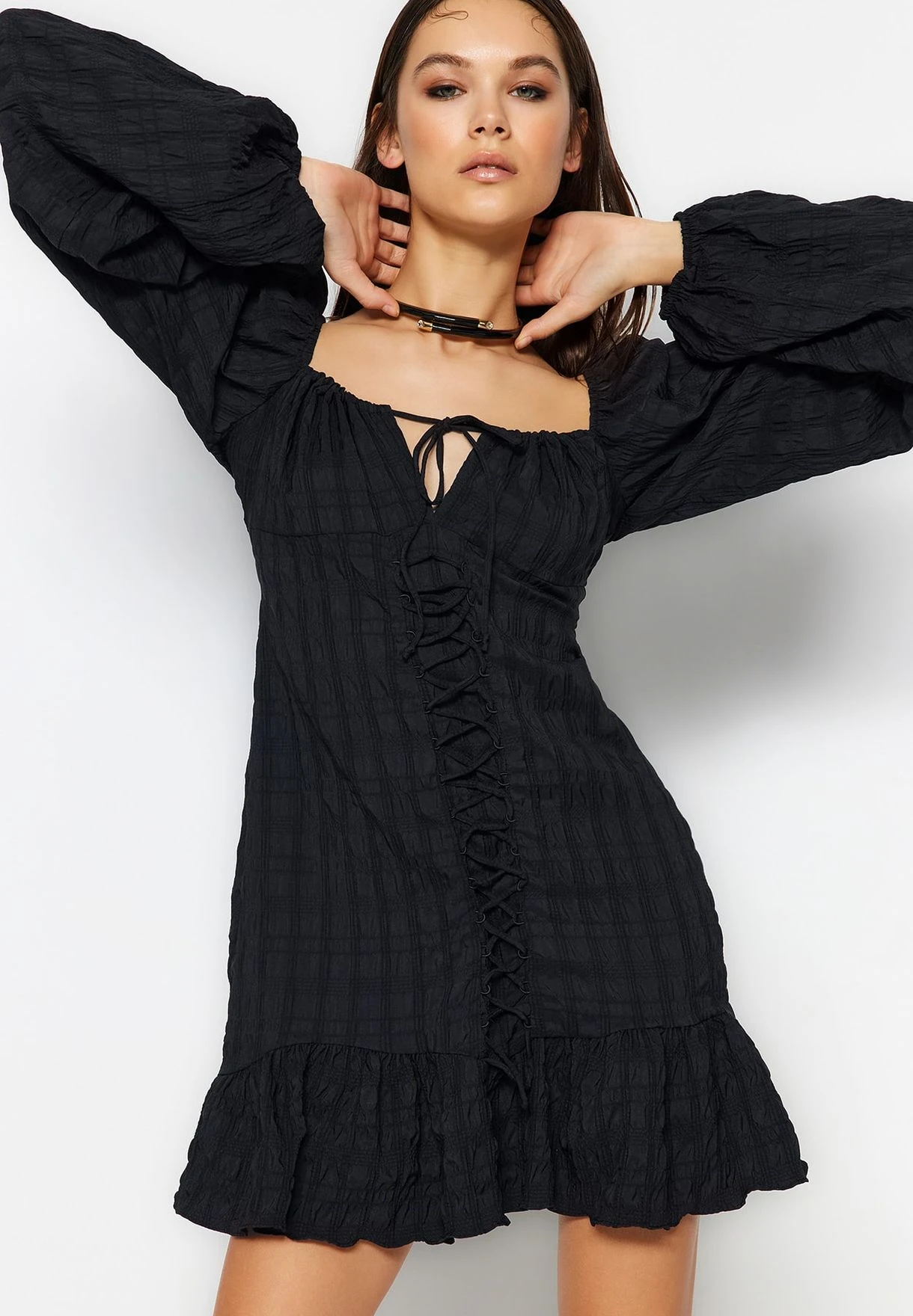 Trendyol Puff Sleeve Strappy Dress 3 Trendyol Puff Sleeve Strappy Dress - Image 3