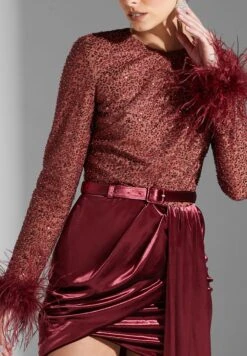 Belted Sequence Drape Detail Dress -Silk Bloom Dresses Store 3 zoom desktop 434