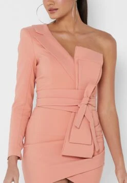 One Shoulder Bow Detail Wrap Dress -Silk Bloom Dresses Store 3 zoom desktop 444