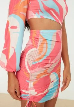 Trendyol One Shoulder Cut Out Detail Printed Dress -Silk Bloom Dresses Store 3 zoom desktop 448