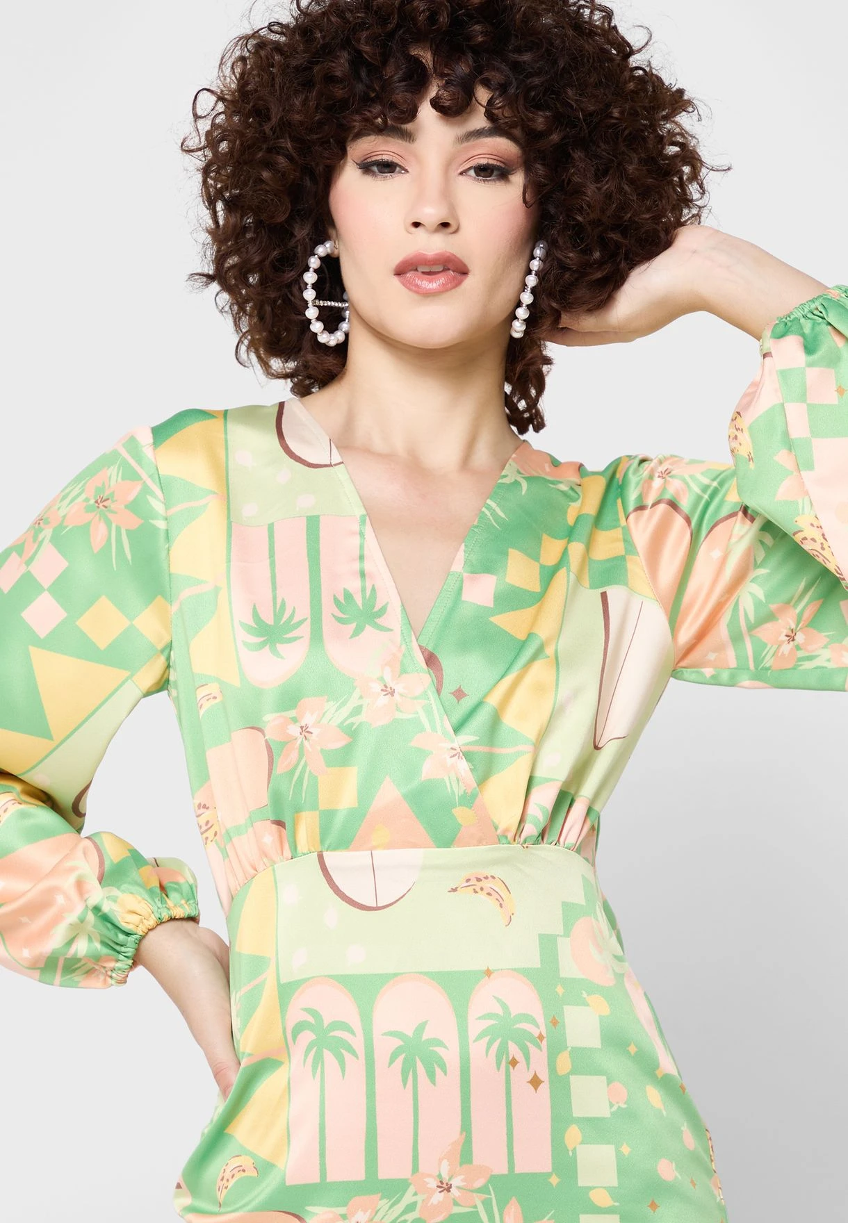 NEVER FULLY DRESSED Plunge Neck Printed Dress 3 NEVER FULLY DRESSED Plunge Neck Printed Dress - Image 3